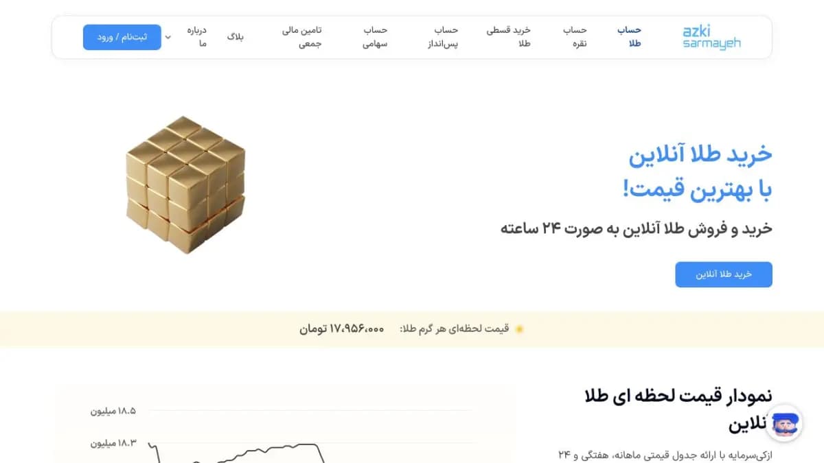 نمای سایت ازکی سرمایه