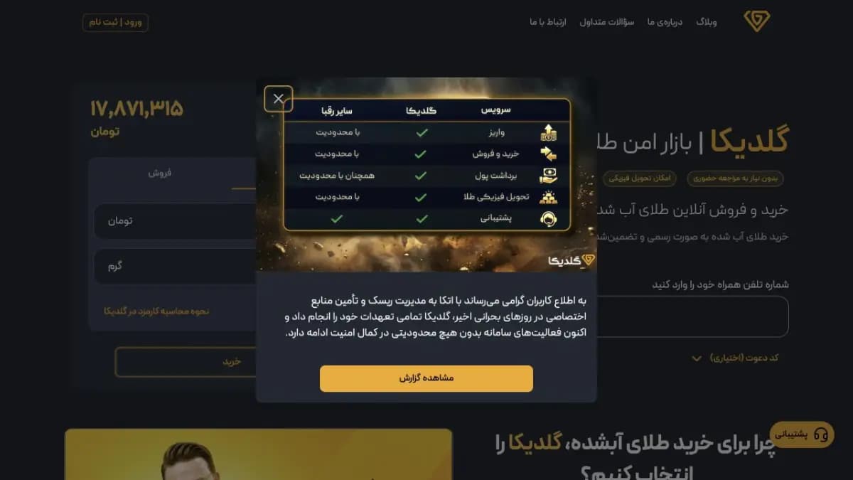 نمای سایت گلدیکا