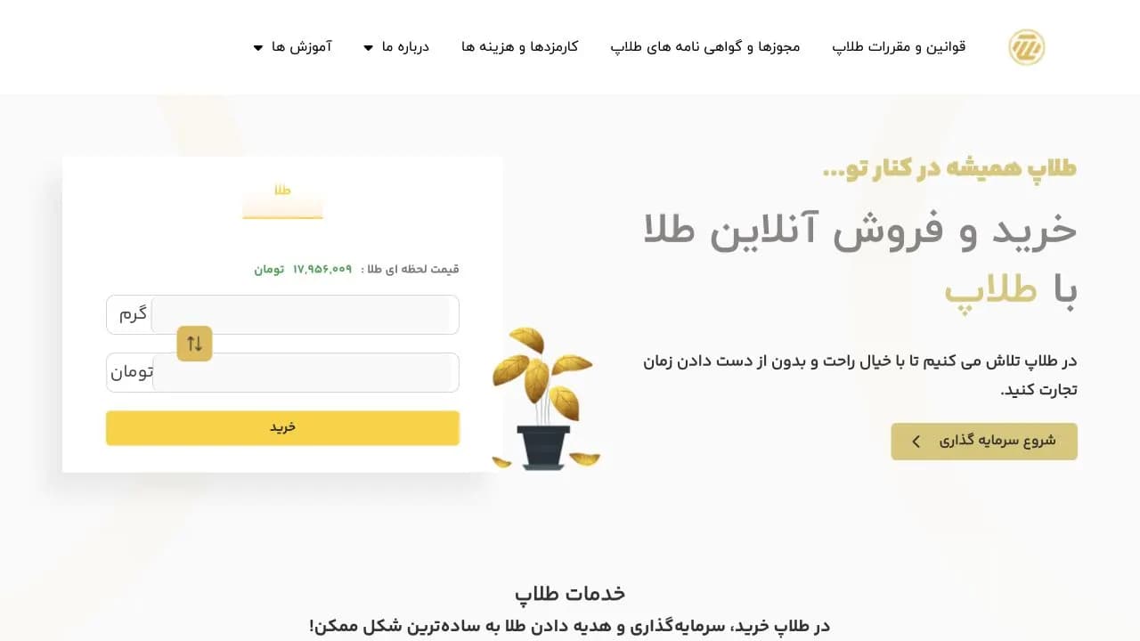 نمای سایت طلاپ