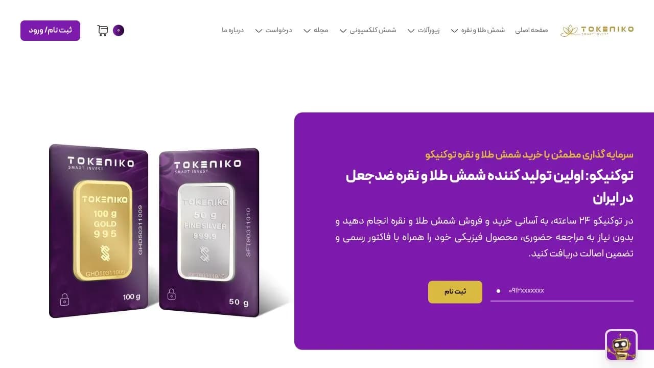 نمای سایت توکنیکو
